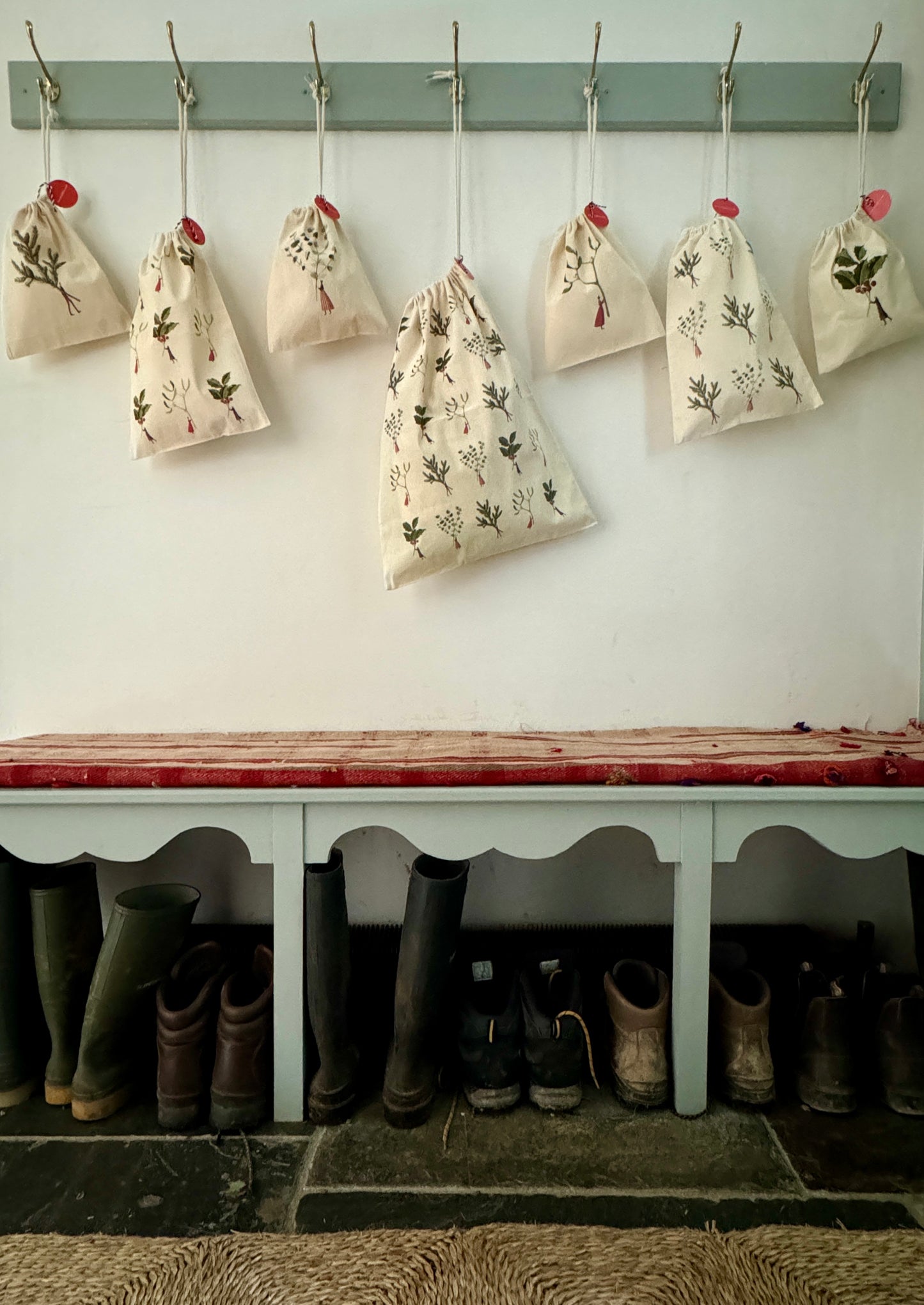 Drawstring Bag - Spruce and Eucalyptus medium