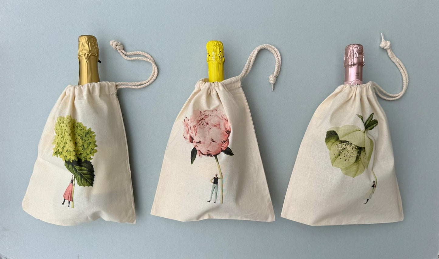 Drawstring Bag - In Bloom Pink Peony small