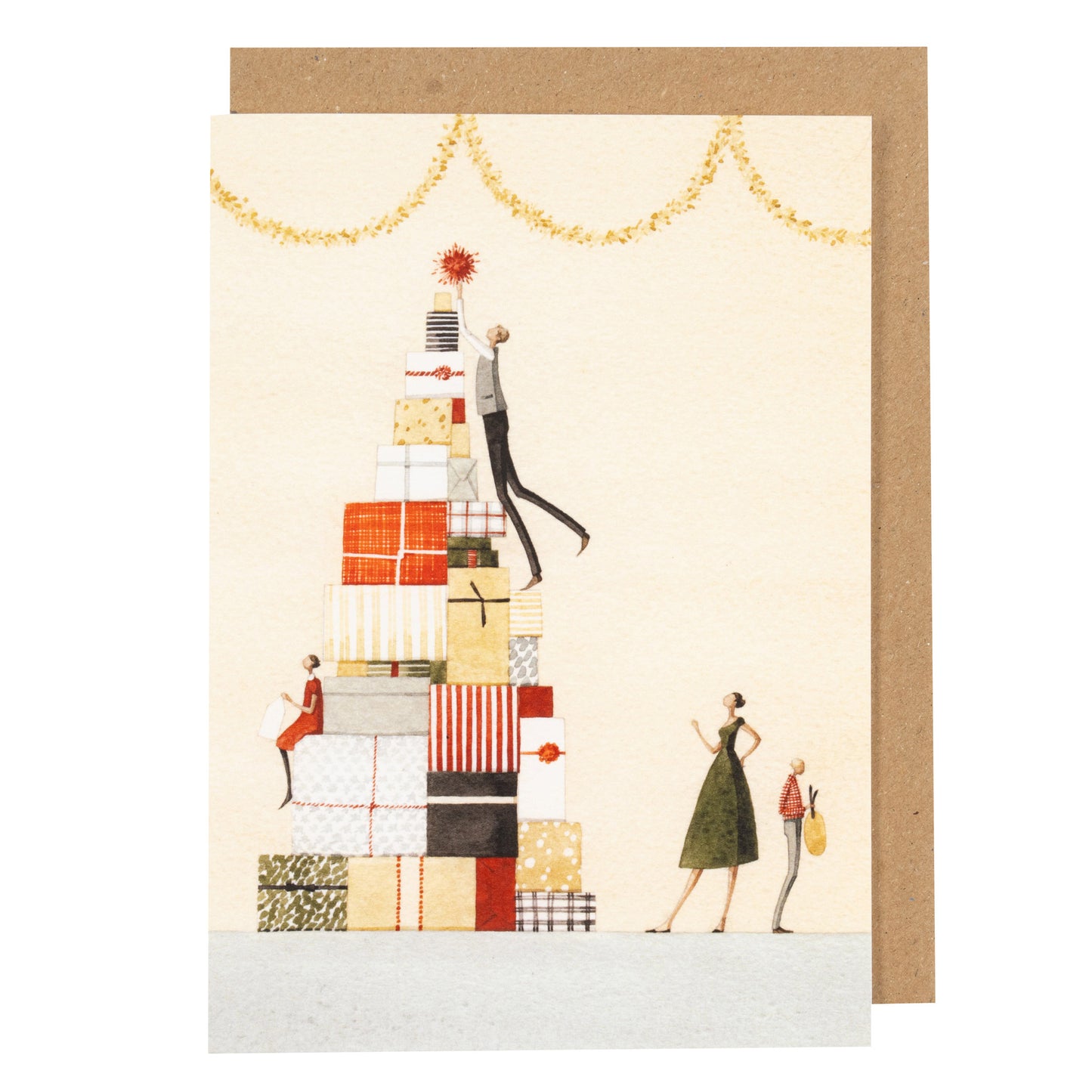 Christmas Cards Ten Pack - Present Pile and Christmas Wreath