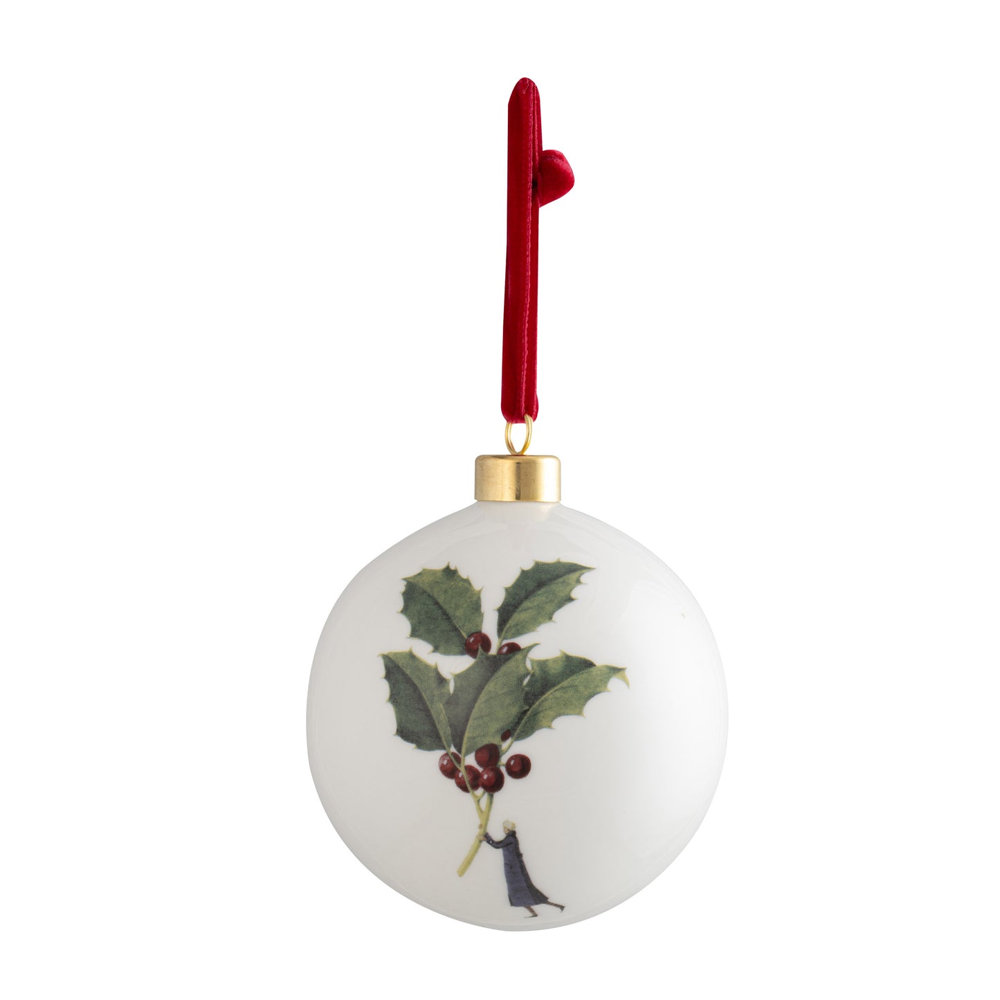 Christmas Large Bone China Bauble - Holly