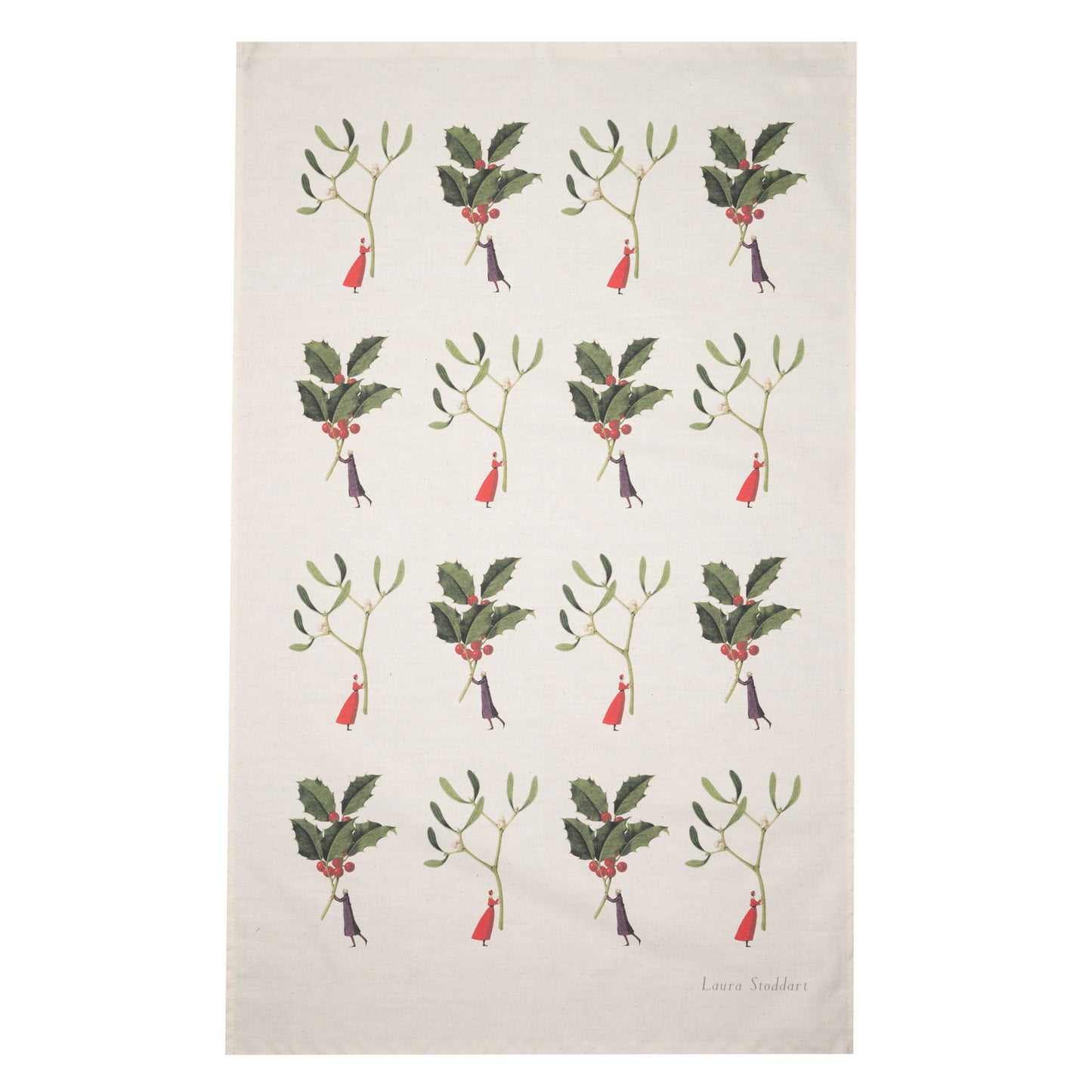 Christmas Tea Towel - Holly and Mistletoe