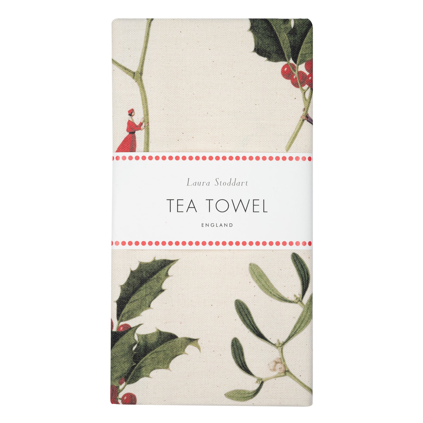 Christmas Tea Towel - Holly and Mistletoe