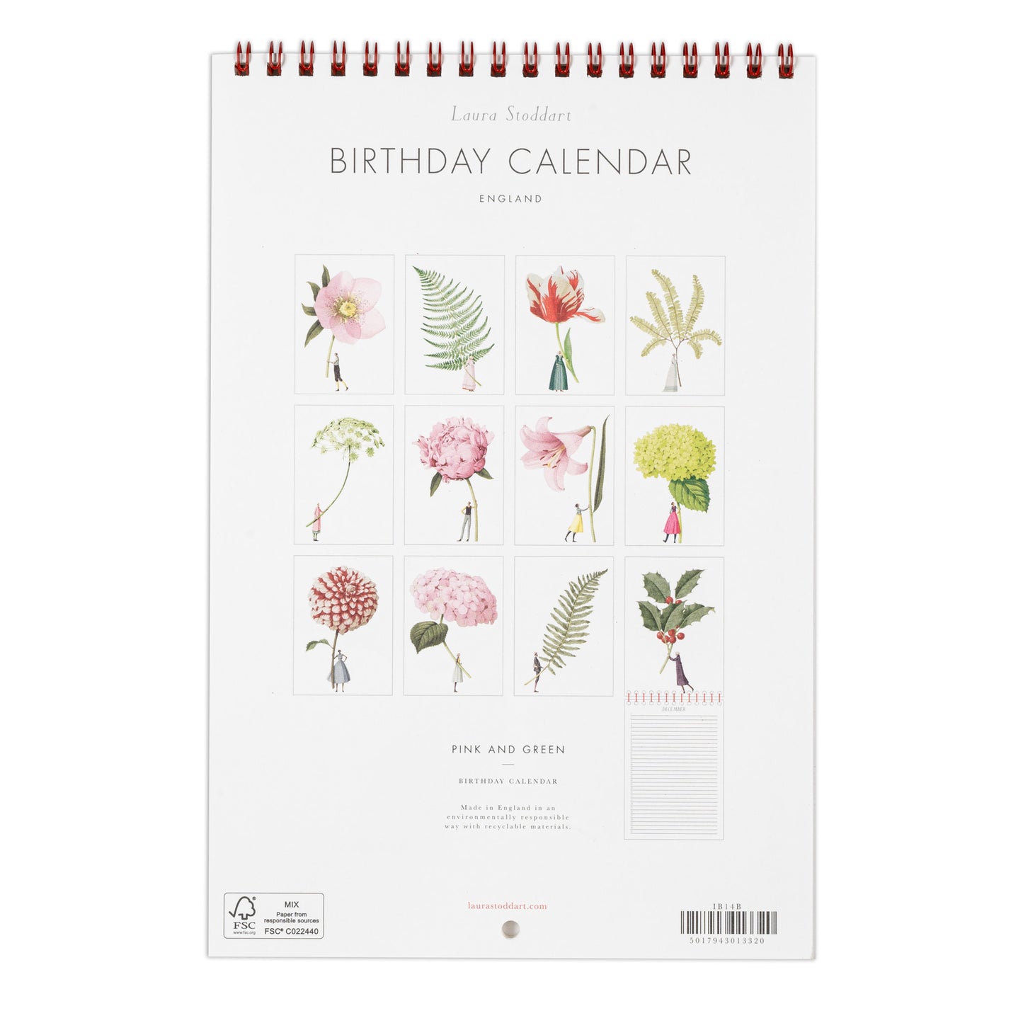 Birthday Calendar - Pink and Green