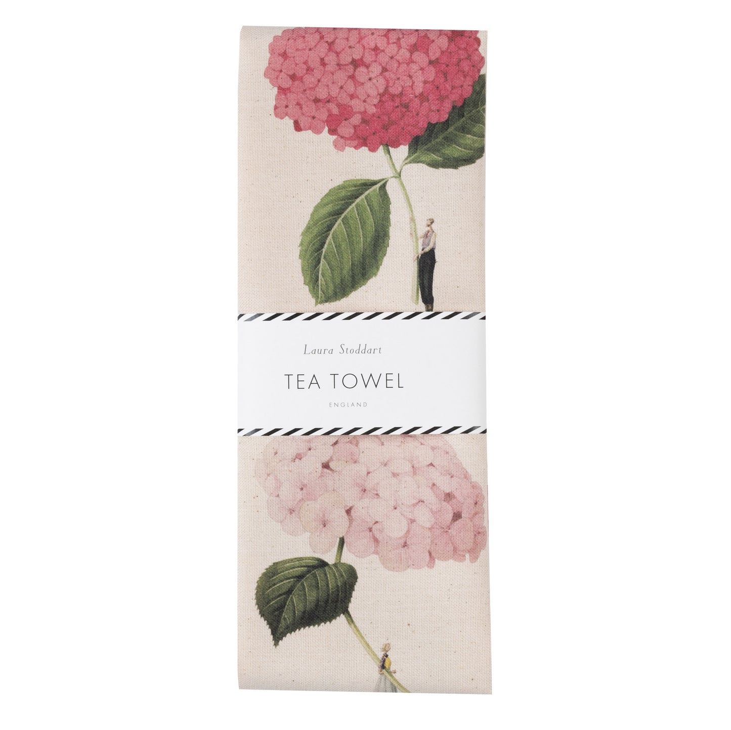 In Bloom Hydrangeas Tea Towel - Pink and Green