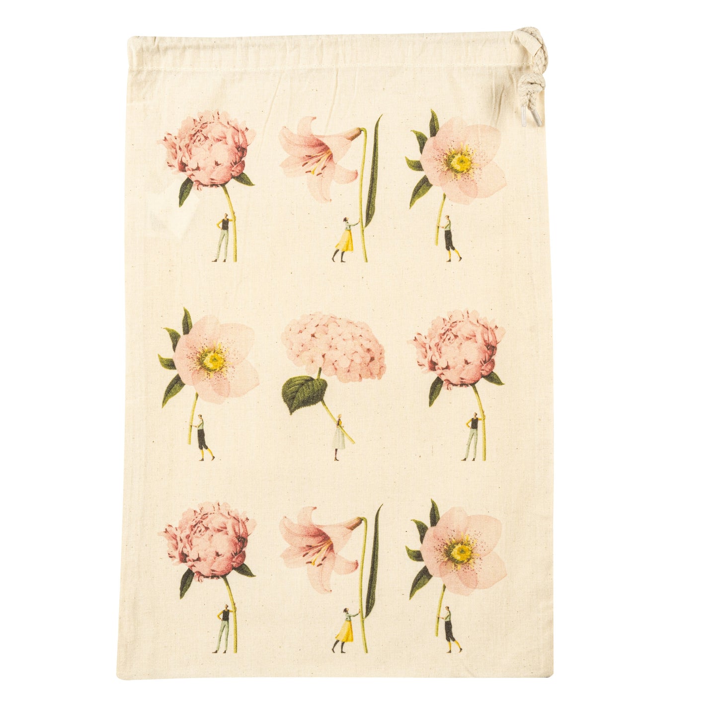 Drawstring Bag - Pink Flowers medium