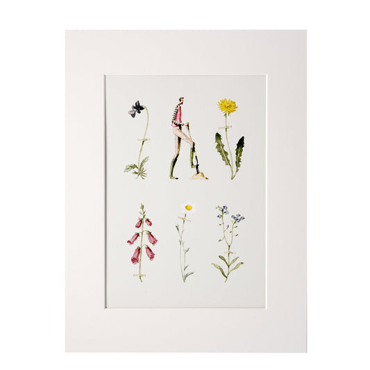 giclee print, mounted print, print, wild flowers, flowers, gentleman gardener, illustration, made in england, archival paper, art print