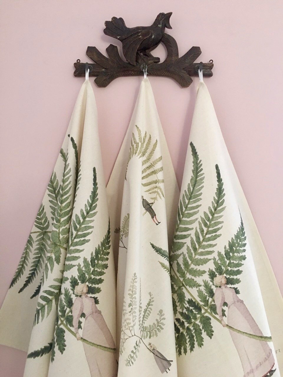 tea towel, natural cotton, 100% cotton, unbleached cotton, illustration, ferns, made in england