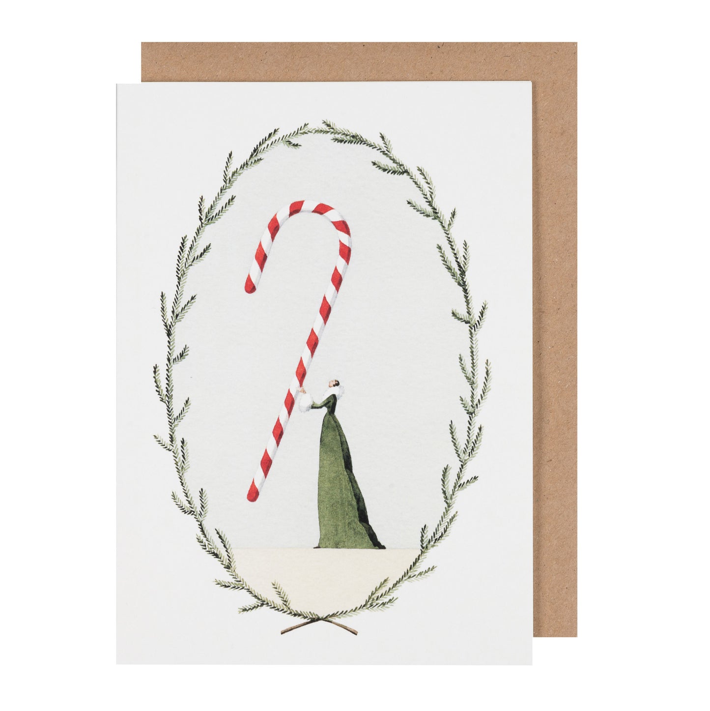 environmentally sustainable paper, compostable packaging, recycled paper, made in england, illustration, candy cane, christmas
