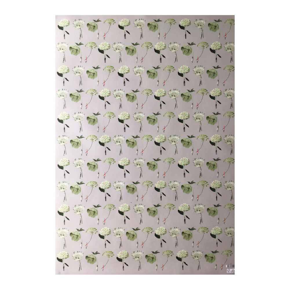 In Bloom Green Flowers Gift Wrap