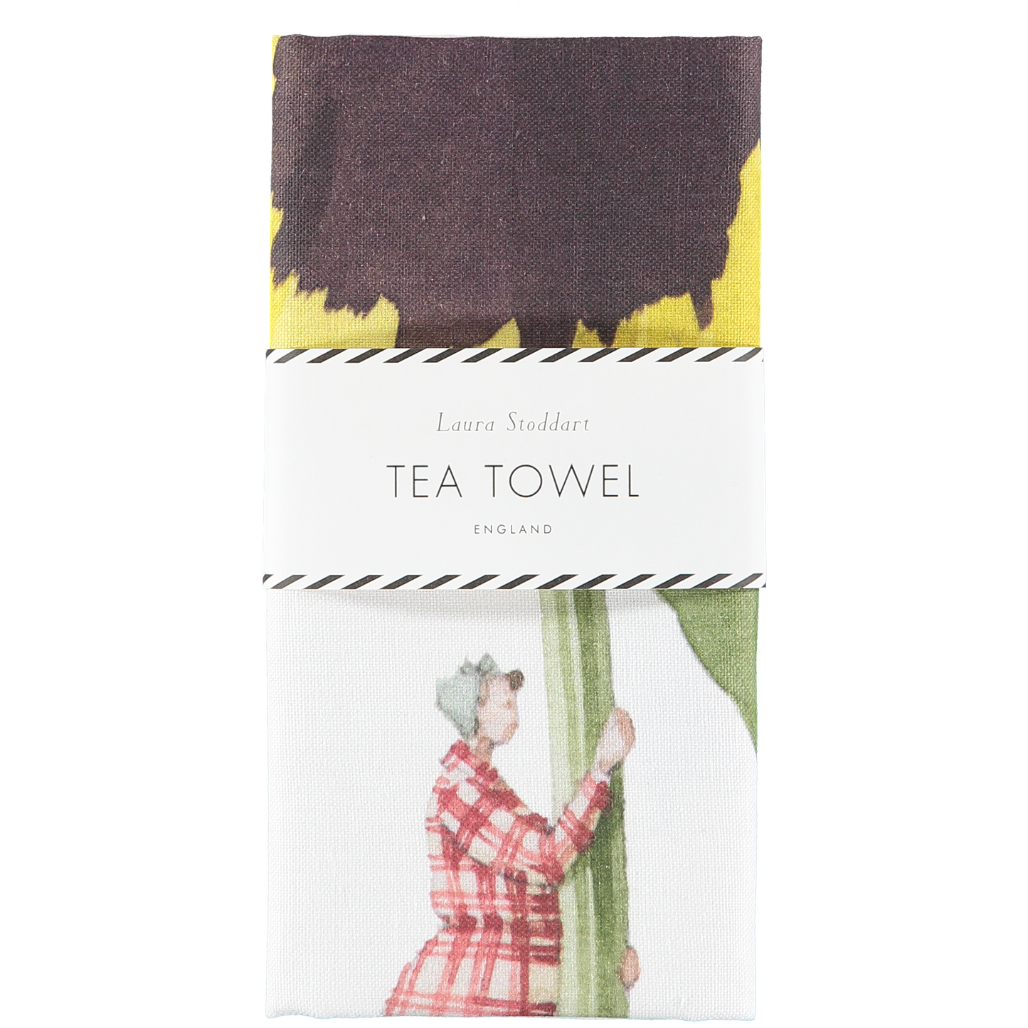 tea towel, linen union, unbleached cotton, illustration, pansy, flowers, made in england