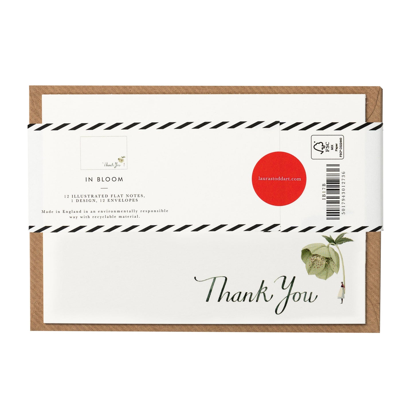 fsc paper, flatnotes, thank you notes, green flowers, hellebore, illustration, flowers, compostable, made in england