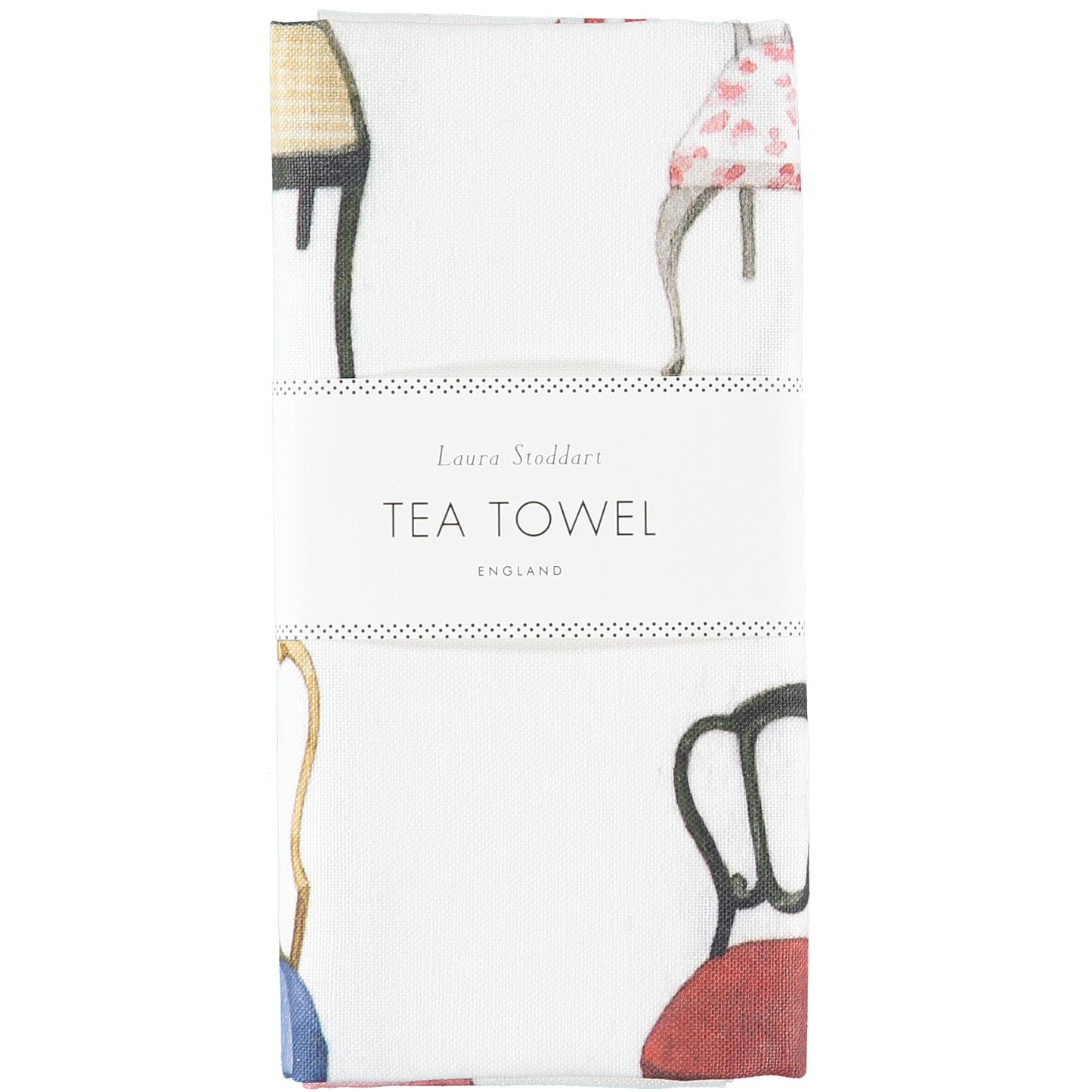 tea towel, linen union, unbleached cotton, illustration, chairs, musical chairs, made in england