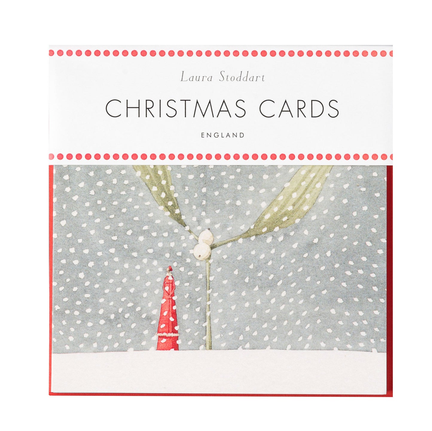 fsc paper, Christmas cards, made in england, illustration, mistletoe, snow, lady, christmas