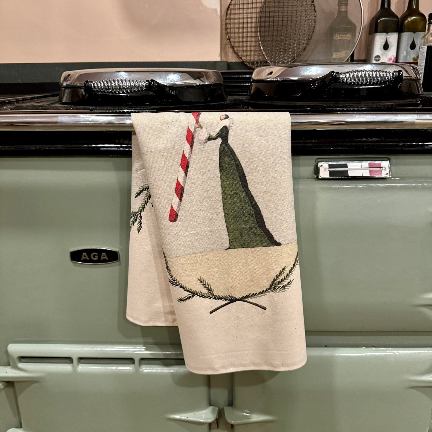 Candy Cane Christmas Tea Towel