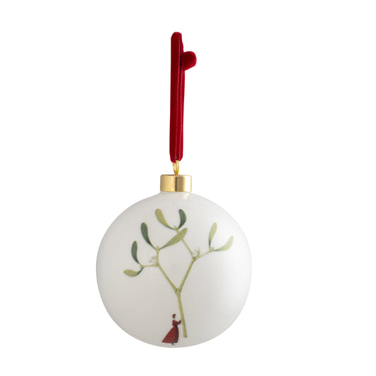 Christmas Large Bone China Bauble - Mistletoe