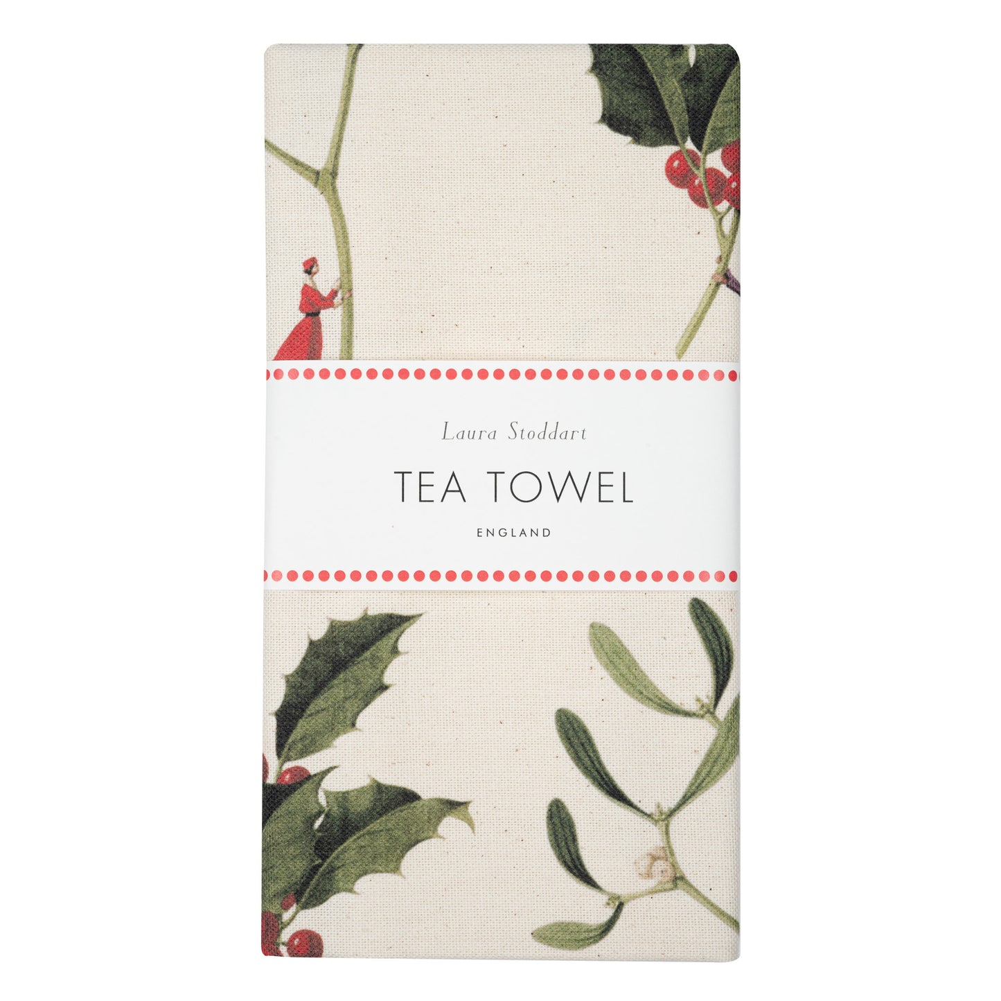 Holly and Mistletoe Christmas Tea Towel