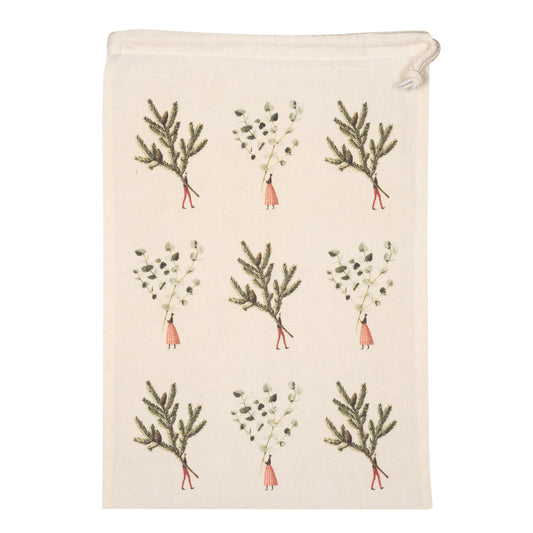 Drawstring Bag - Spruce and Eucalyptus medium