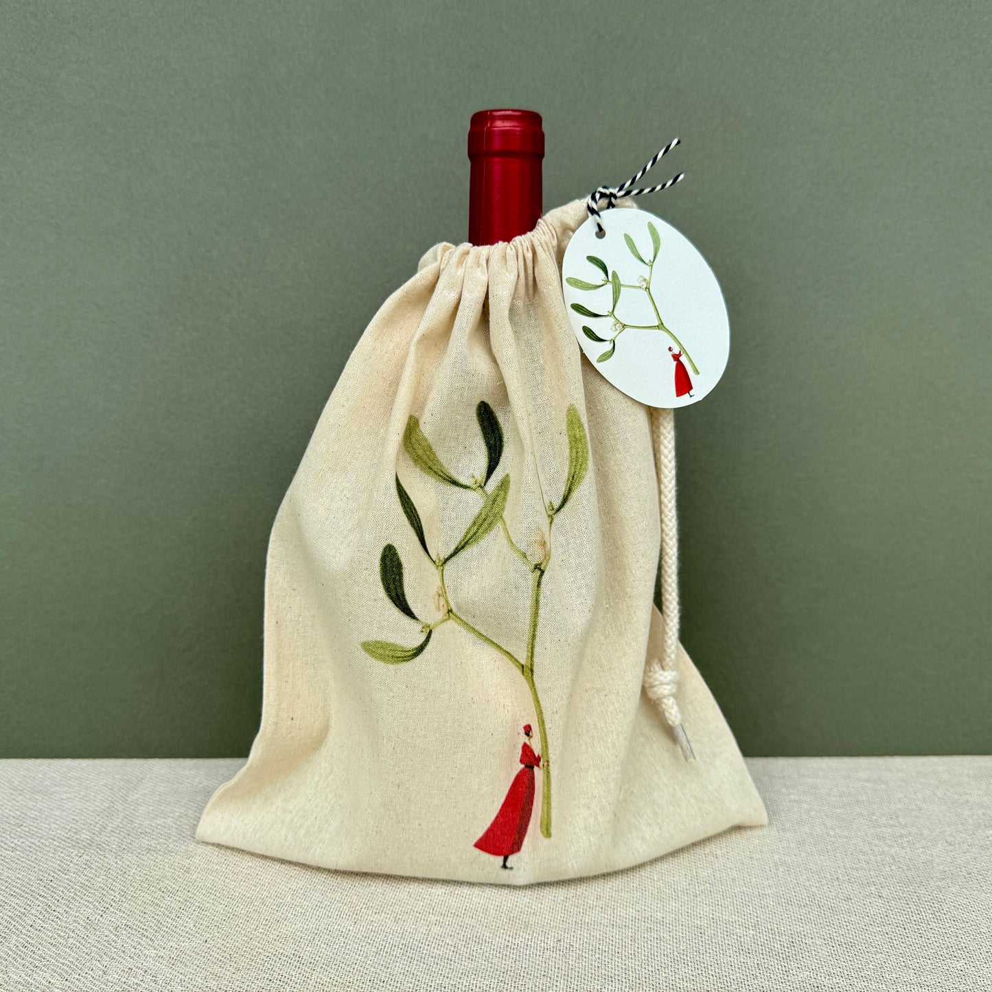 Drawstring Bag - Mistletoe small