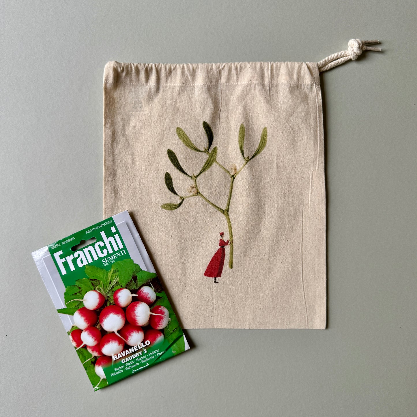 Drawstring Bag - Mistletoe small