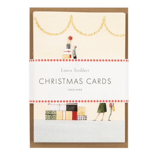 Christmas Cards Ten Pack - Present Pile and Christmas Wreath