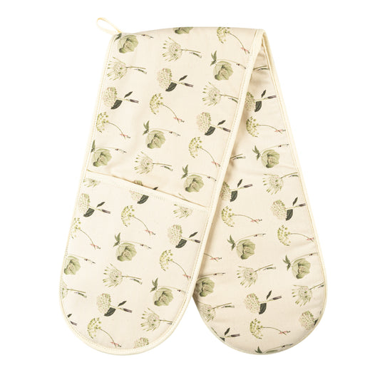In Bloom Green Flowers Double Oven Gloves