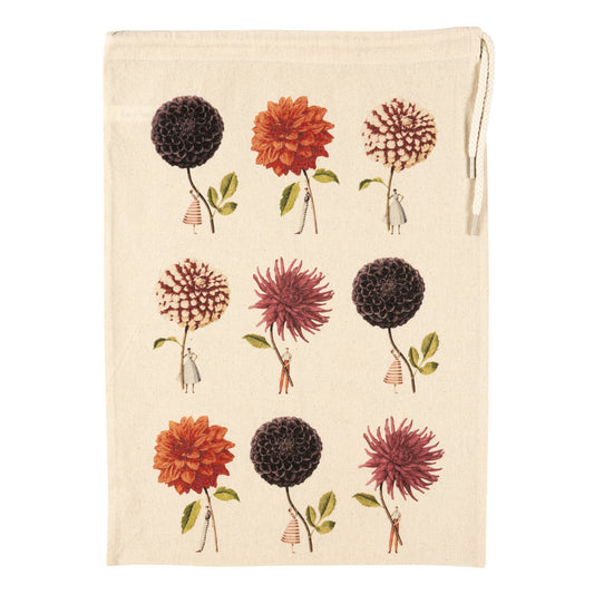 Drawstring Bag - Dahlias medium