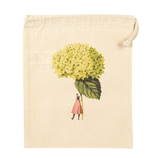 Drawstring Bag - Annabelle Hydrangea small
