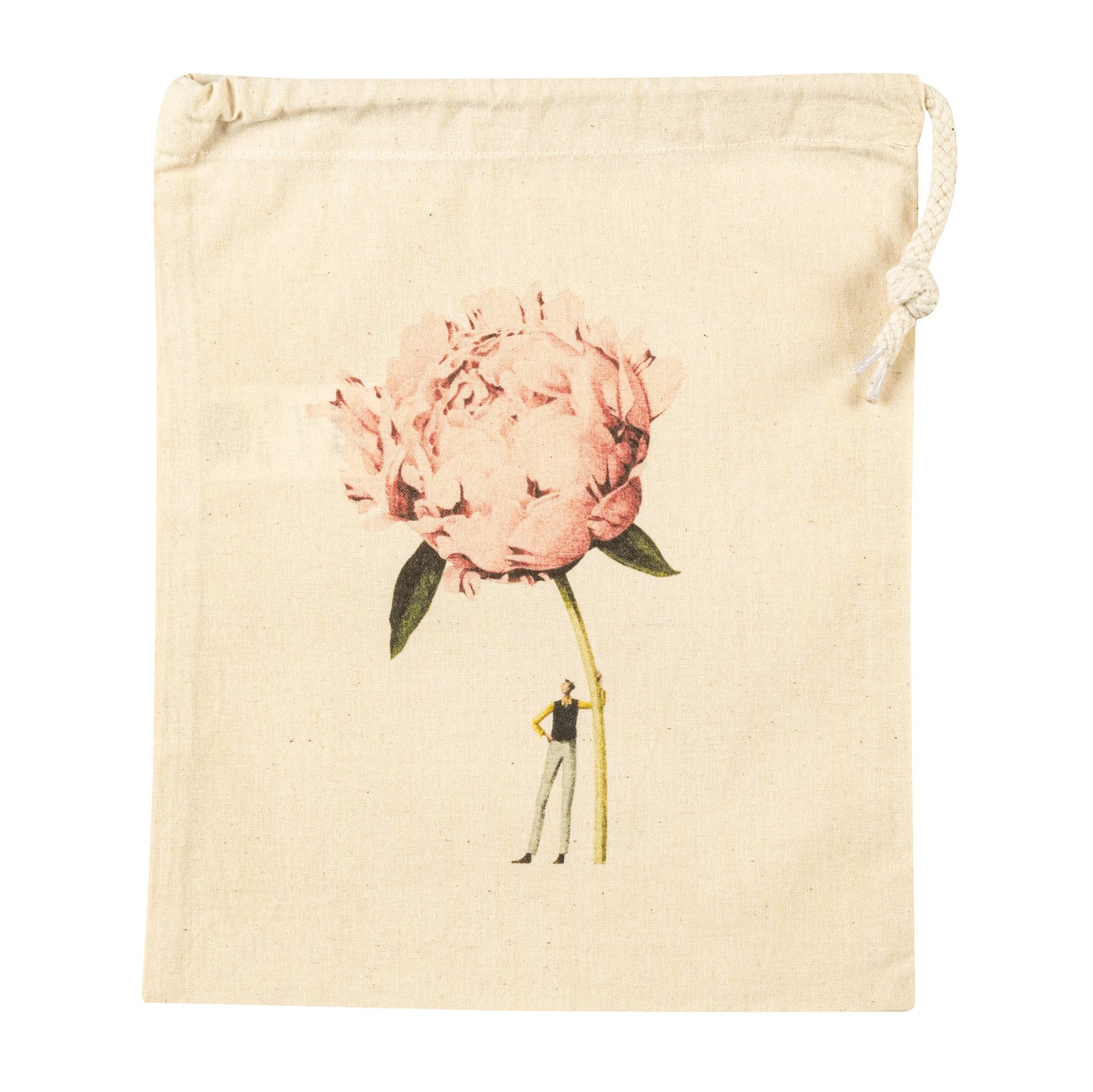Drawstring Bag - In Bloom Pink Peony small