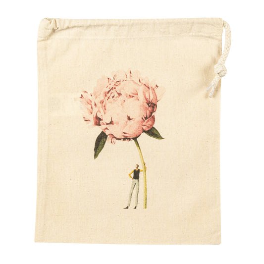 Drawstring Bag - In Bloom Pink Peony small
