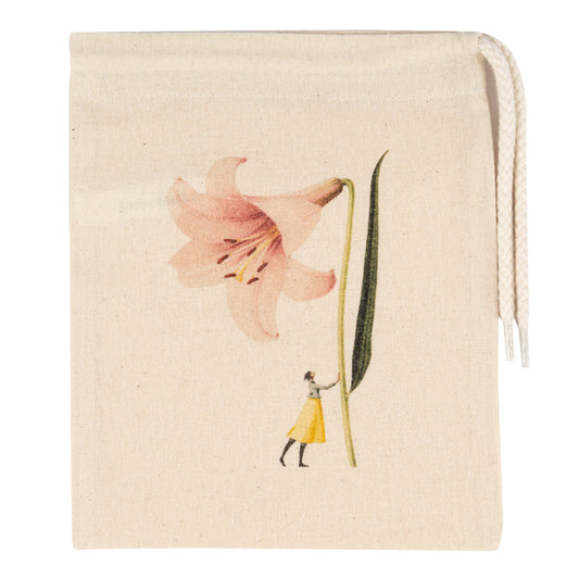 Drawstring Bag - pink lily mini