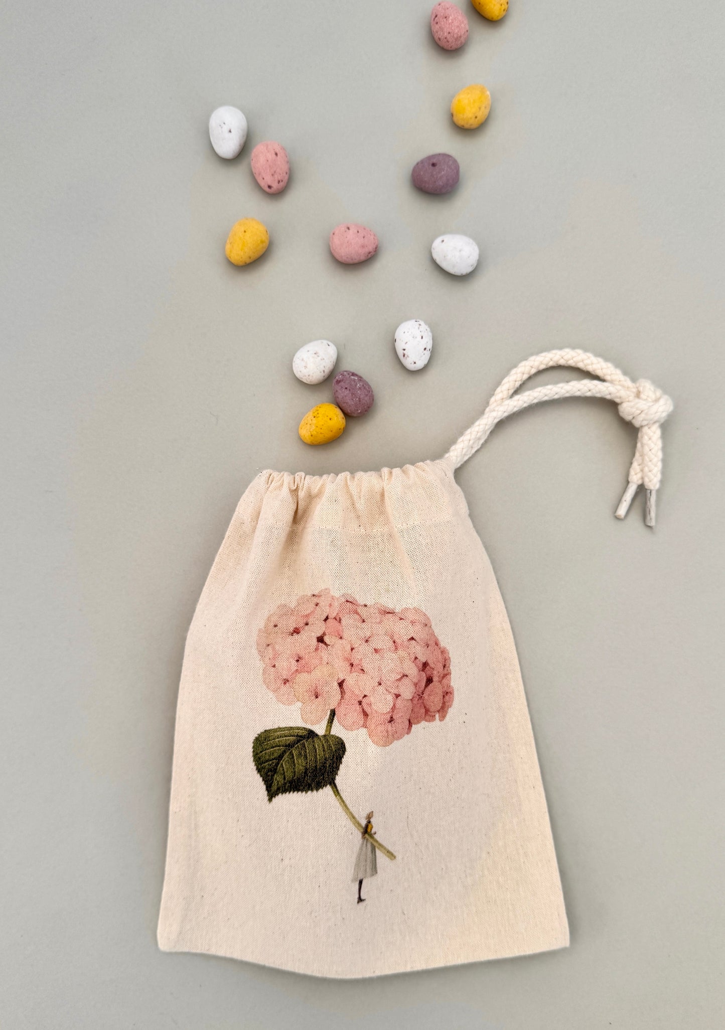 Drawstring Bag - Pink Hydrangea (pale) mini