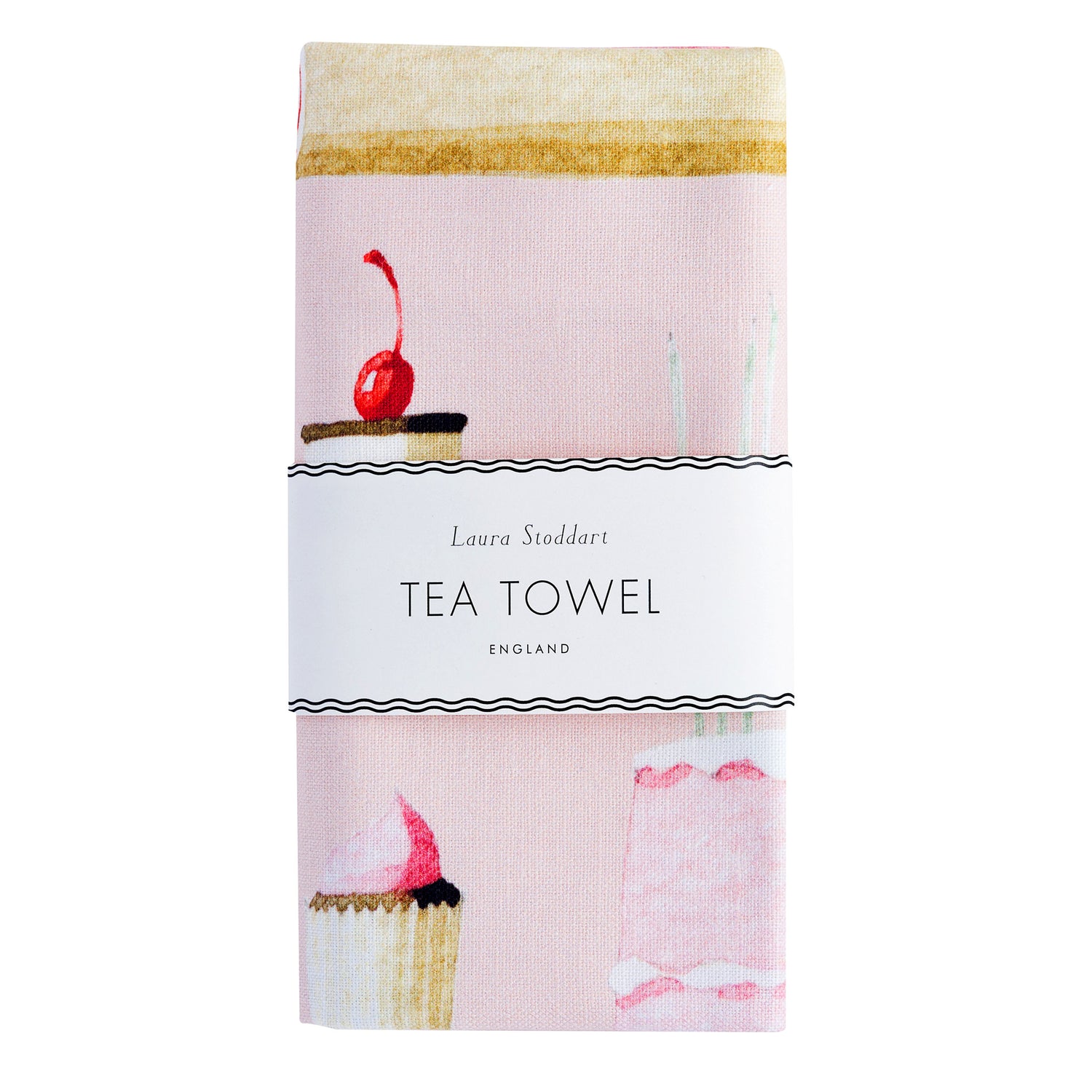 tea towel, 100% cotton, unbleached cotton, illustration, cakes, made in england
