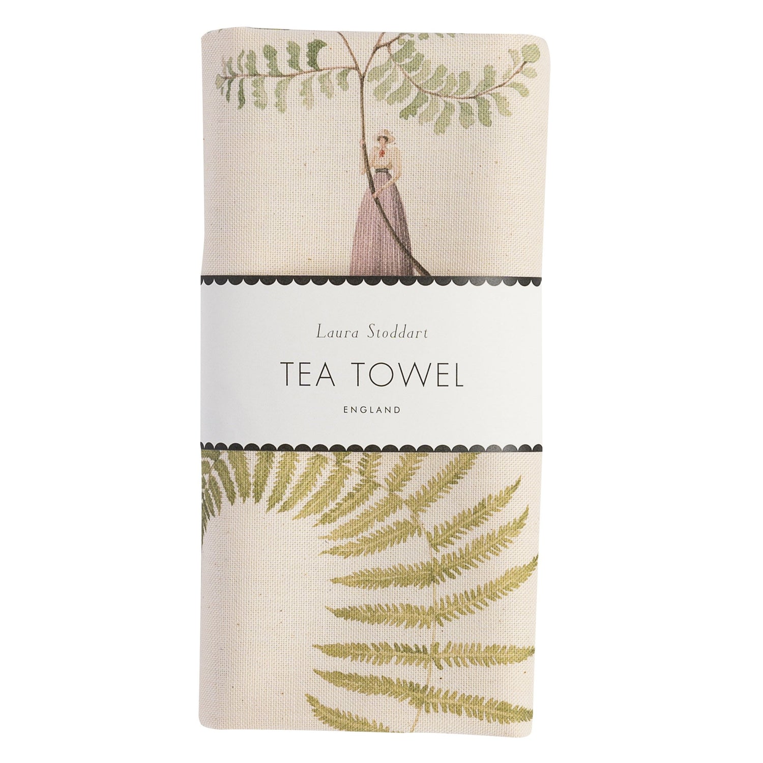 tea towel, natural cotton, 100% cotton, unbleached cotton, illustration, ferns, made in england