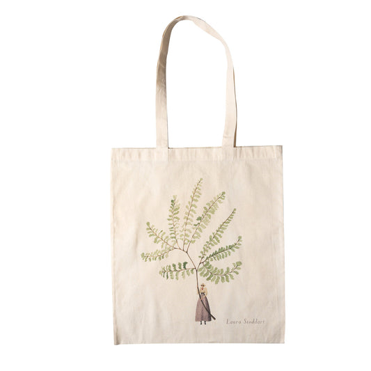 cotton bag, bag, ferns, unbleached cotton, made in england, illustration