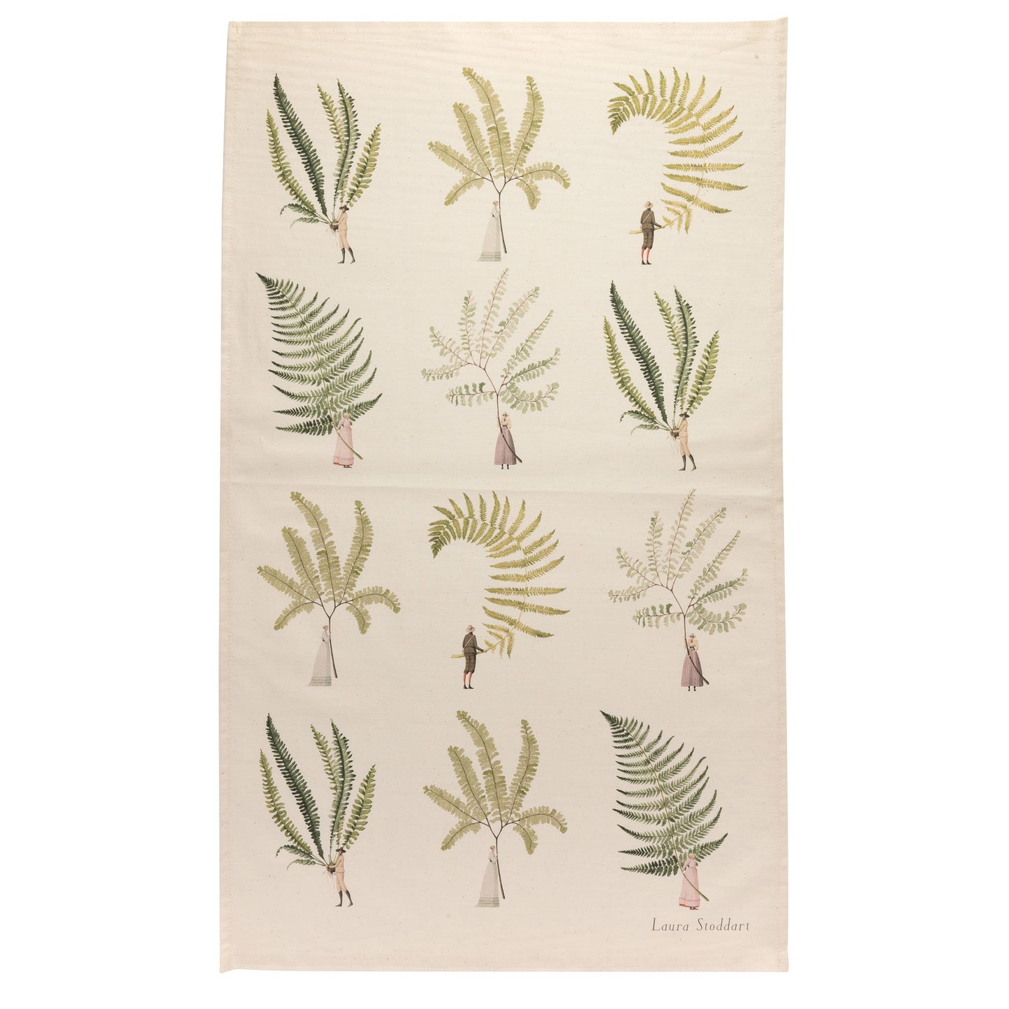 tea towel, natural cotton, 100% cotton, unbleached cotton, illustration, ferns, made in england