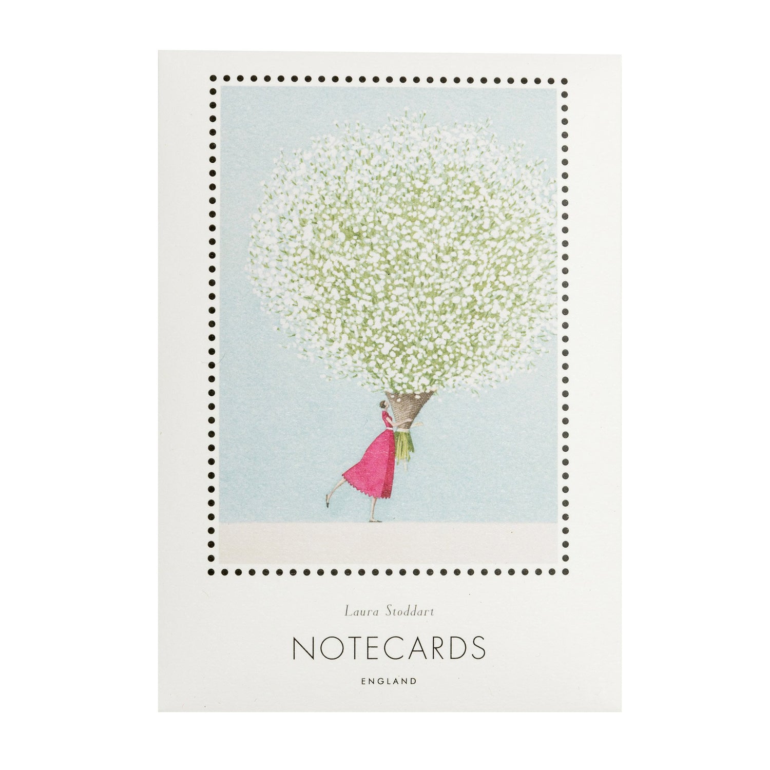 note cards, fsc paper, compostable packaging, flowers, baby's breath, made in England, illustration