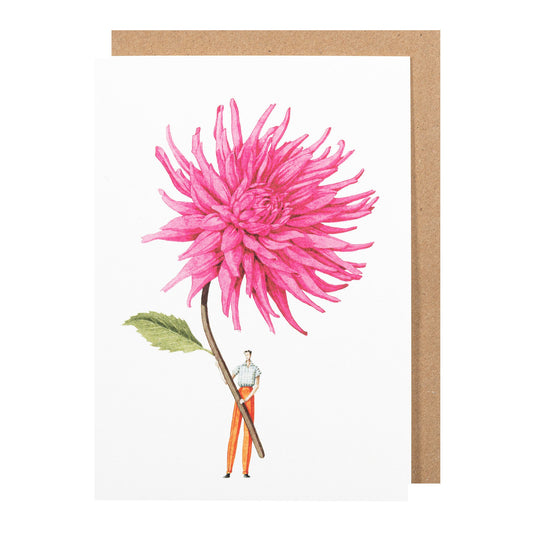 environmentally sustainable paper, compostable packaging, recycled paper, made in england, illustration, dahlia, pink dahlia