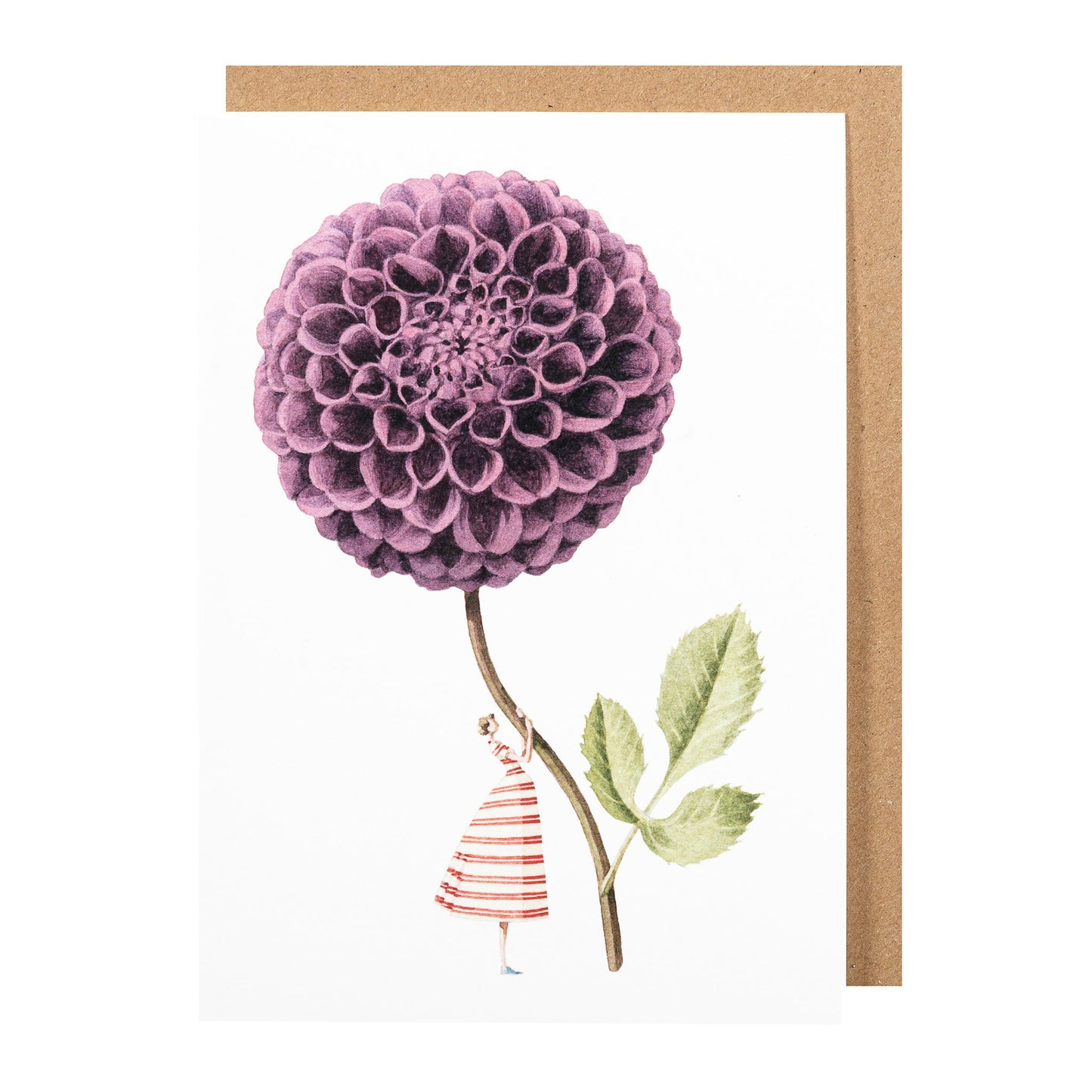 environmentally sustainable paper, compostable packaging, recycled paper, made in england, illustration, dahlia, purple dahlia