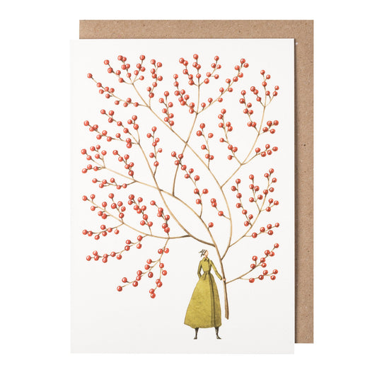 environmentally sustainable paper, compostable packaging, recycled paper, made in england, illustration, red berries, christmas