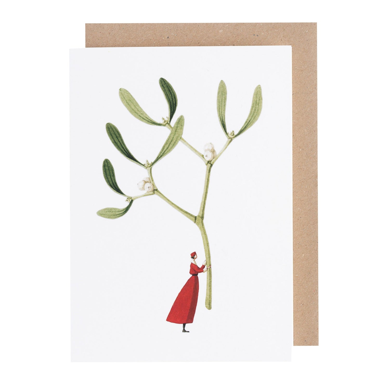 environmentally sustainable paper, compostable packaging, recycled paper, made in england, illustration, mistletoe, christmas