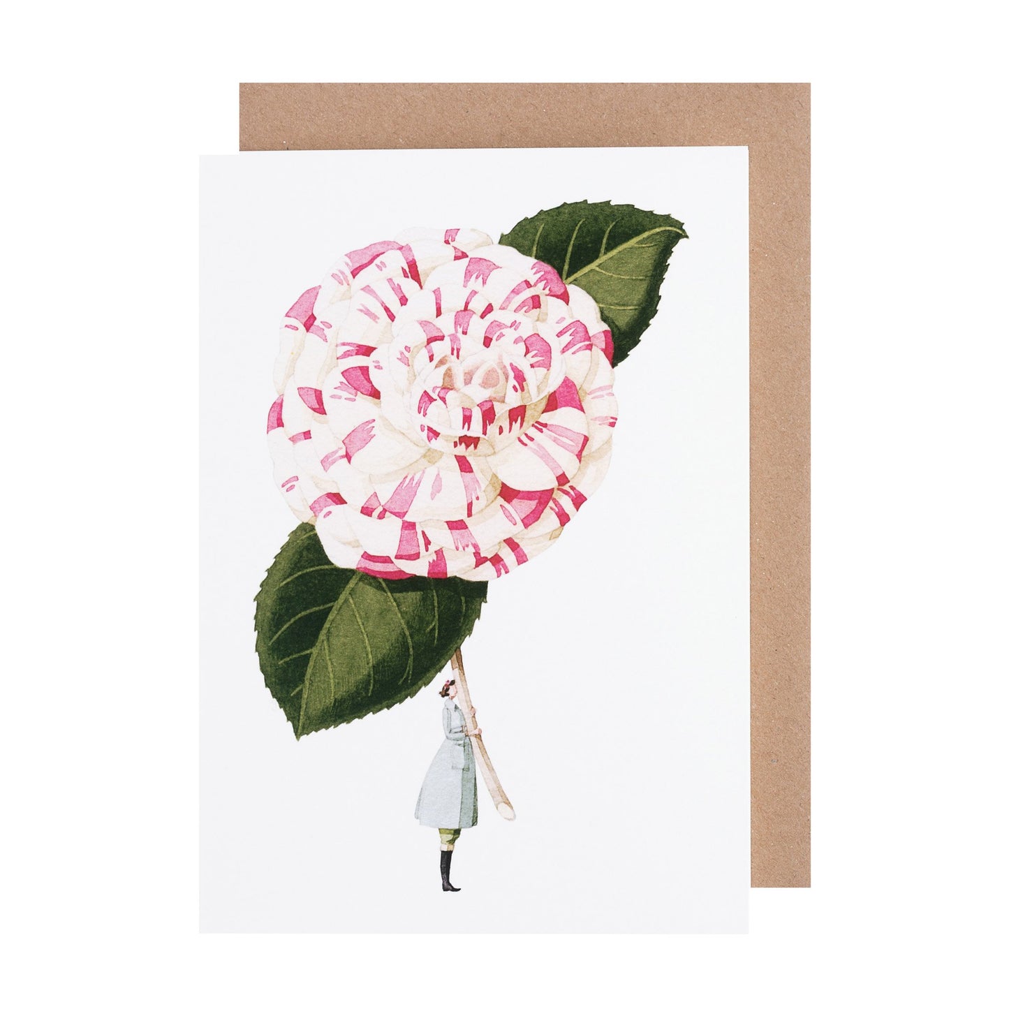 environmentally sustainable paper, compostable packaging, recycled paper, made in england, illustration, camellia, flowers