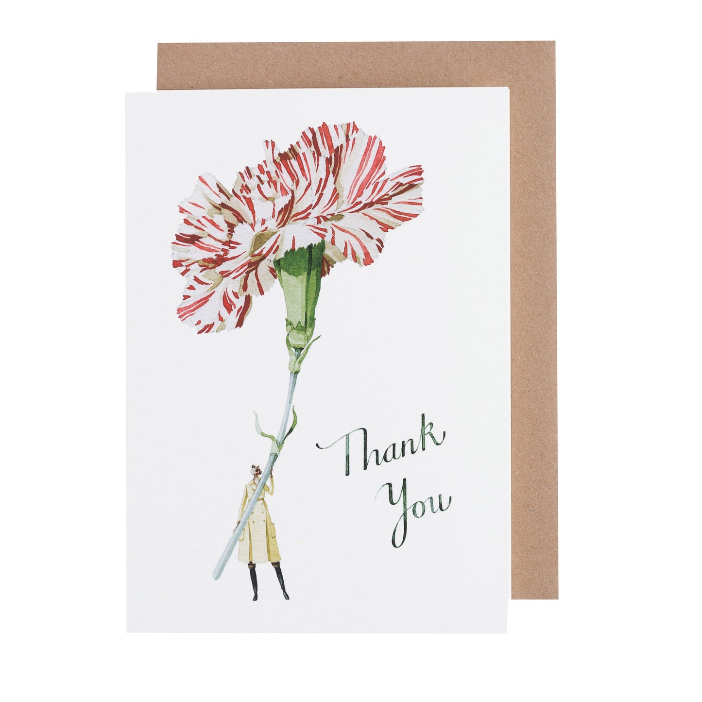 environmentally sustainable paper, compostable packaging, recycled paper, made in england, illustration, thank you, carnation