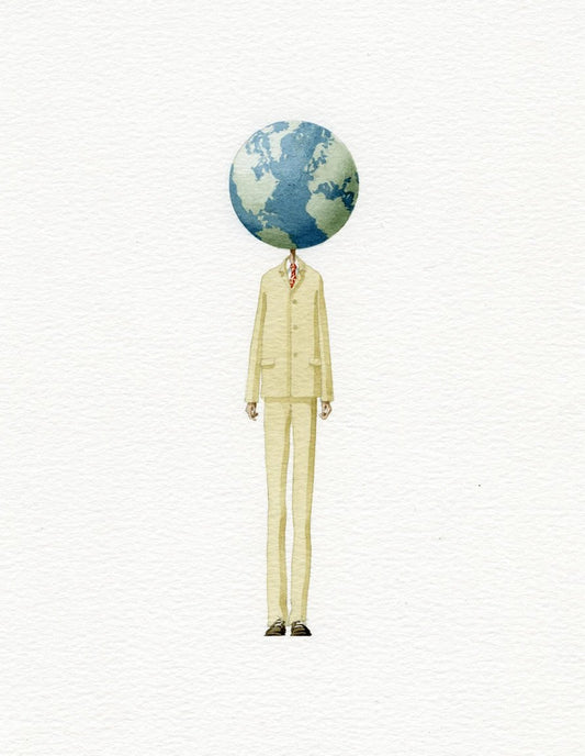Limited edition "Globe Man" mounted print