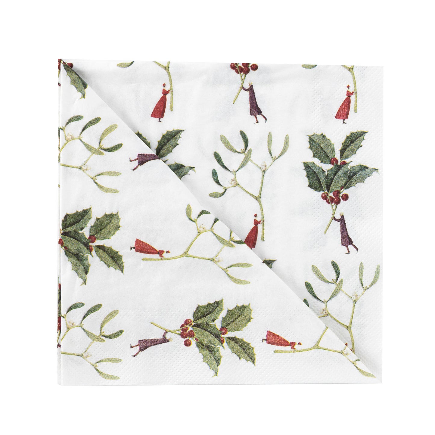 Happy Christmas - Holly & Mistletoe paper napkins