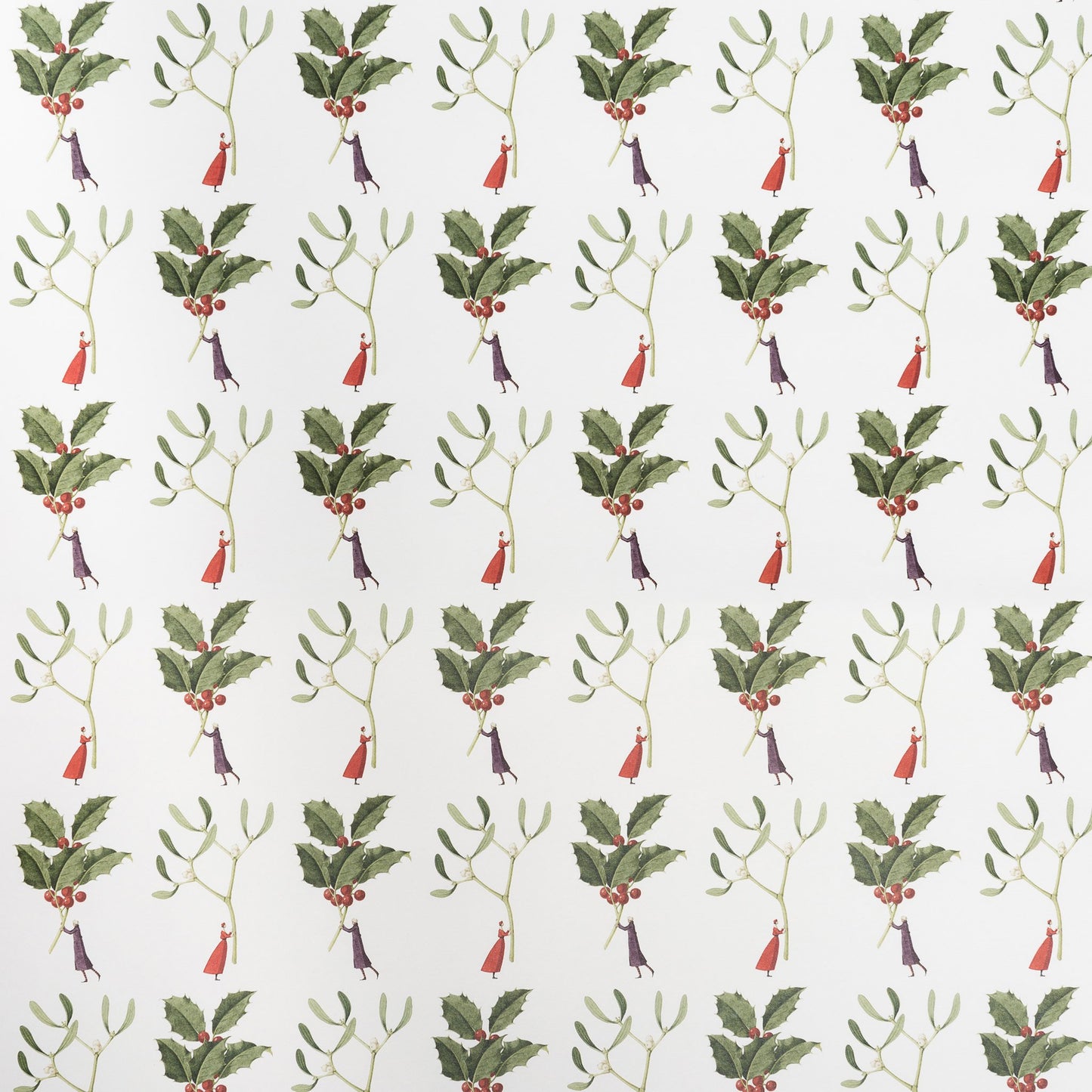 giftwrap, wrapping paper, fsc paper, made in england, illustration, holly, mistletoe, christmas