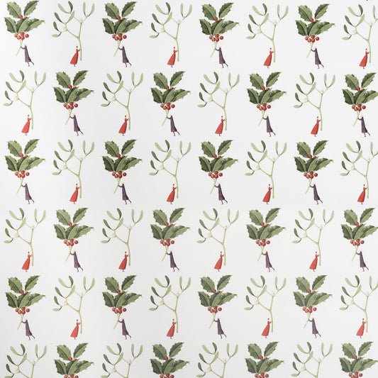 giftwrap, wrapping paper, fsc paper, made in england, illustration, holly, mistletoe, christmas