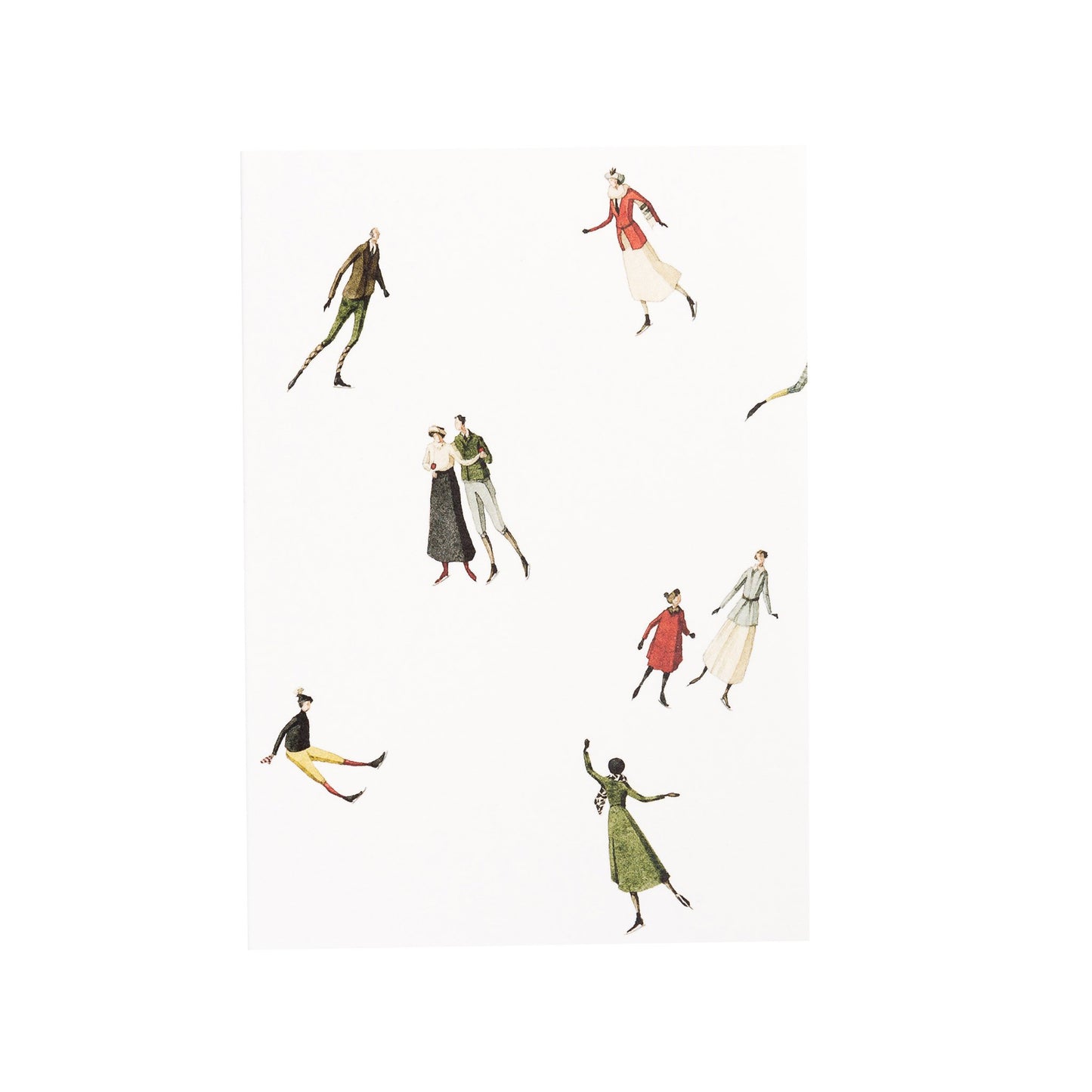 fsc paper, Christmas cards, made in england, illustration, skaters, ice skaters, christmas