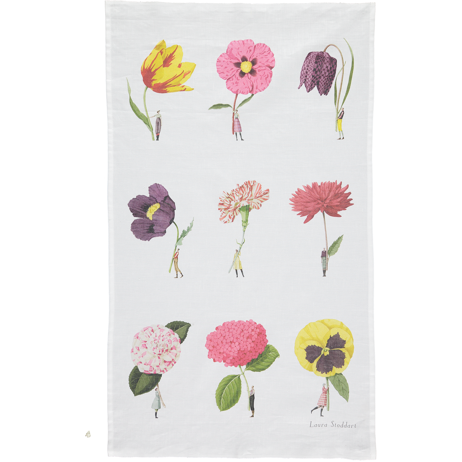 tea towel, linen union, unbleached cotton, illustration, flowers, made in england