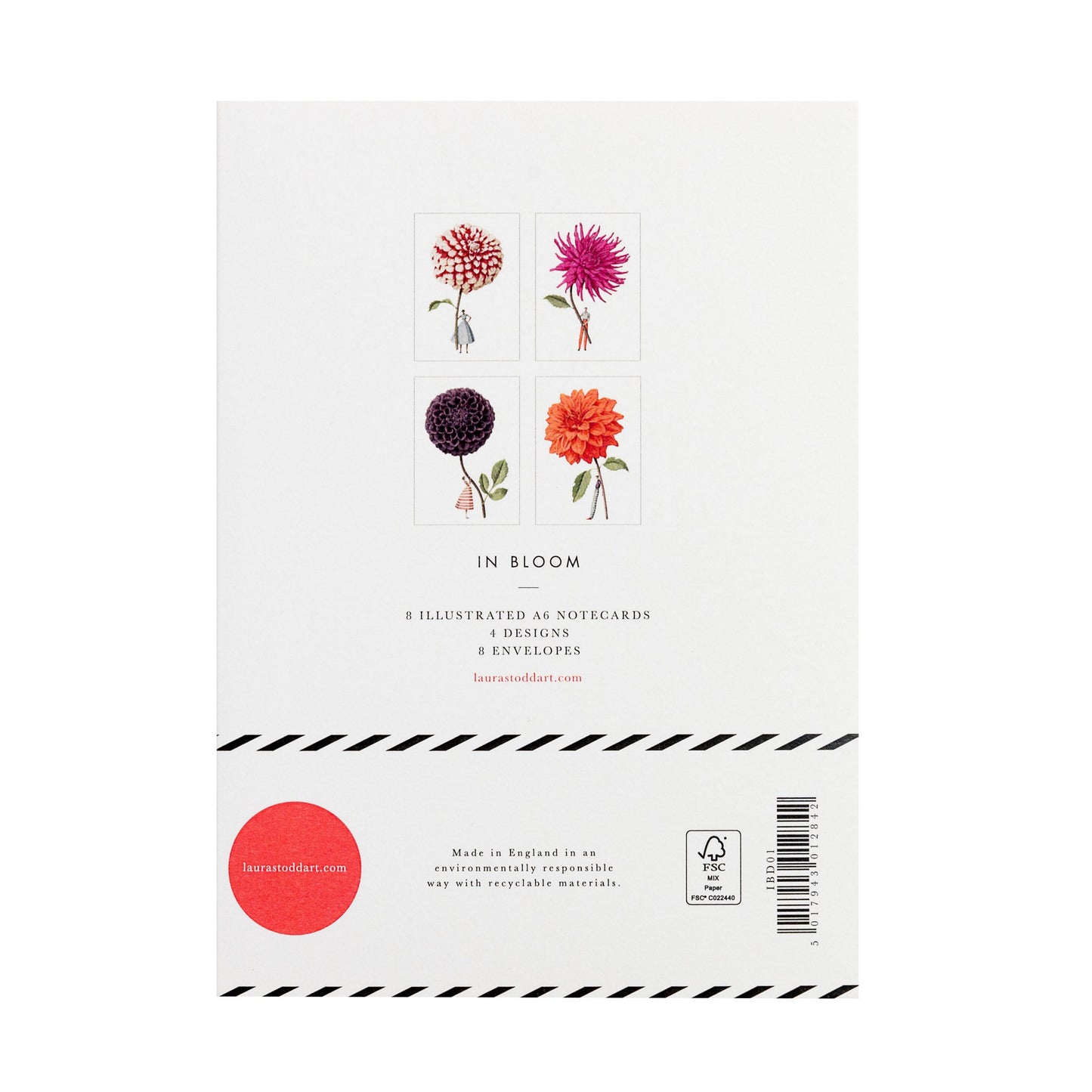 fsc paper, notecards, made in england, illustration, flowers, dahlias