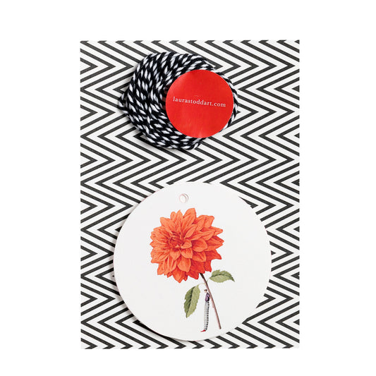 gift tags, tags, dahlias, flowers, made in england, illustration